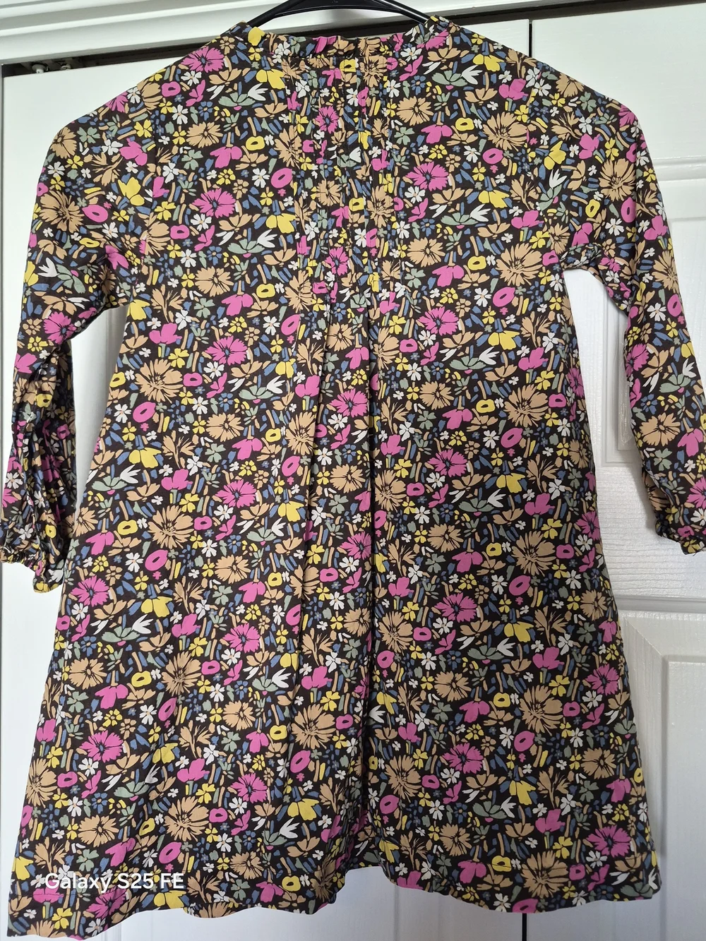 Gap Kids Floral Button-Front Dress in Pink & Tan